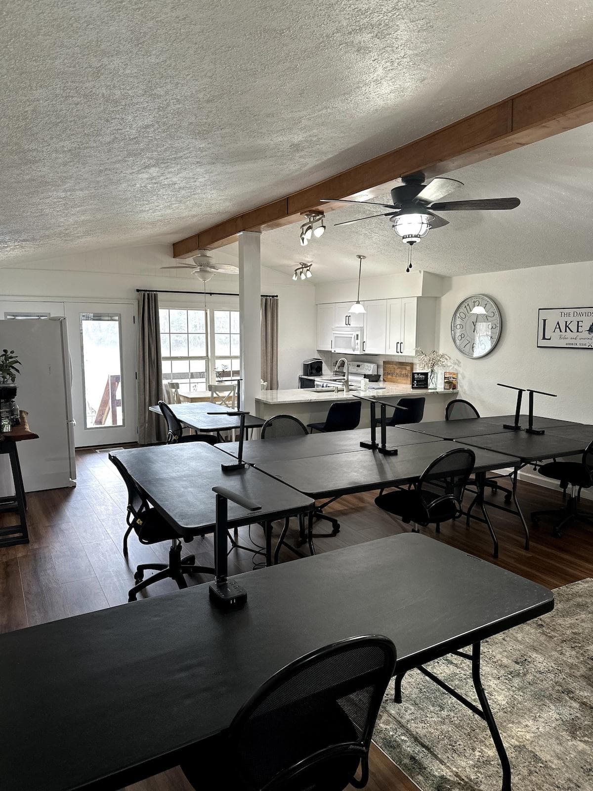 Optional craft/hobby studio – perfect for scrapbooking/quilting retreats! (set up to 7 work tables upon request) or families can also use tables for games. 