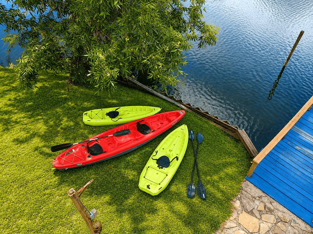 Kayaks are ready for your lake adventure! Paddle out from the private dock, explore the water, fish, or simply enjoy a peaceful afternoon on the lake.